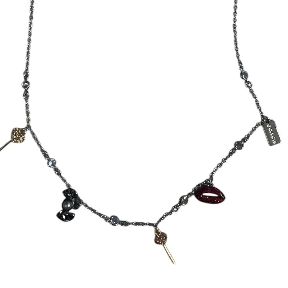Coach Silver Necklace with Red and Gold Charms - Picture 3 of 5